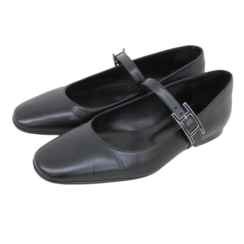 HERMES エルメス ジェーン H金具 バレエシューズ レディース ブラック