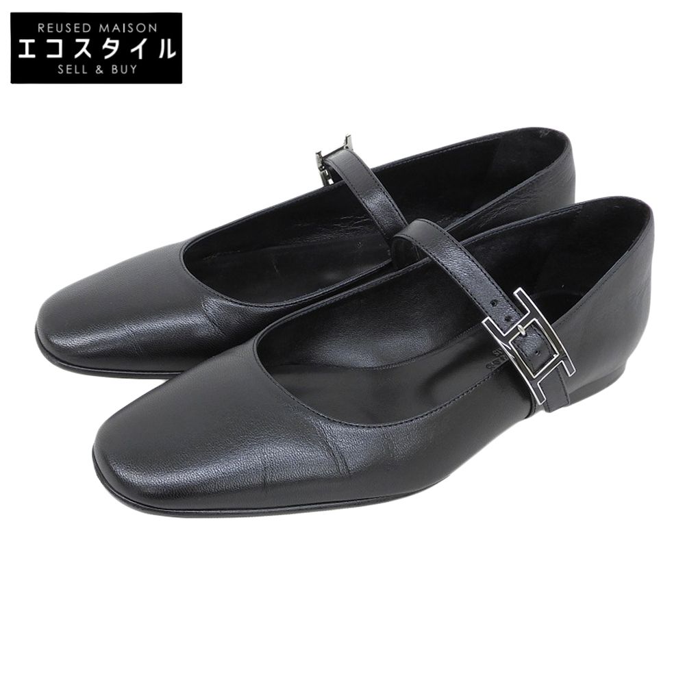 HERMES エルメス ジェーン H金具 バレエシューズ レディース ブラック