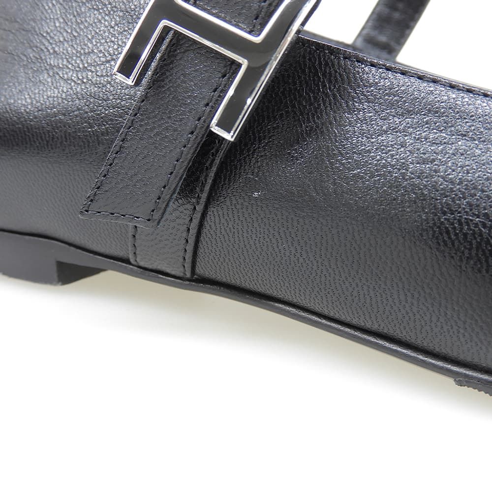 HERMES エルメス ジェーン H金具 バレエシューズ レディース ブラック