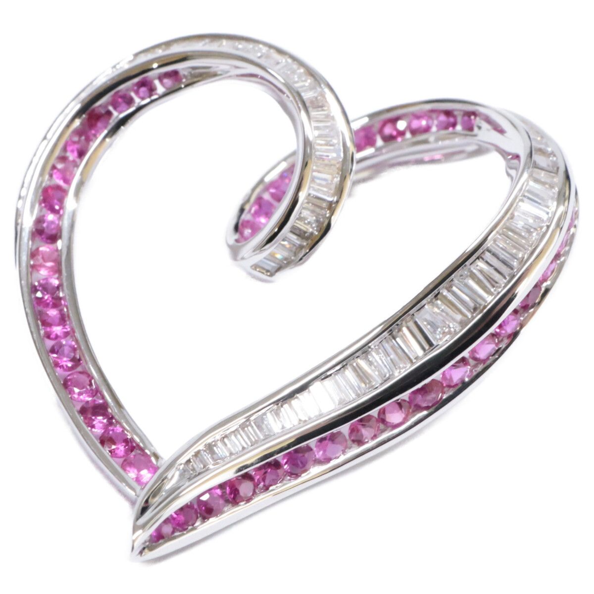 K 18 WG 笠原真寿美 ダイヤモンド 0.45 ct ルビー0.75 ハート