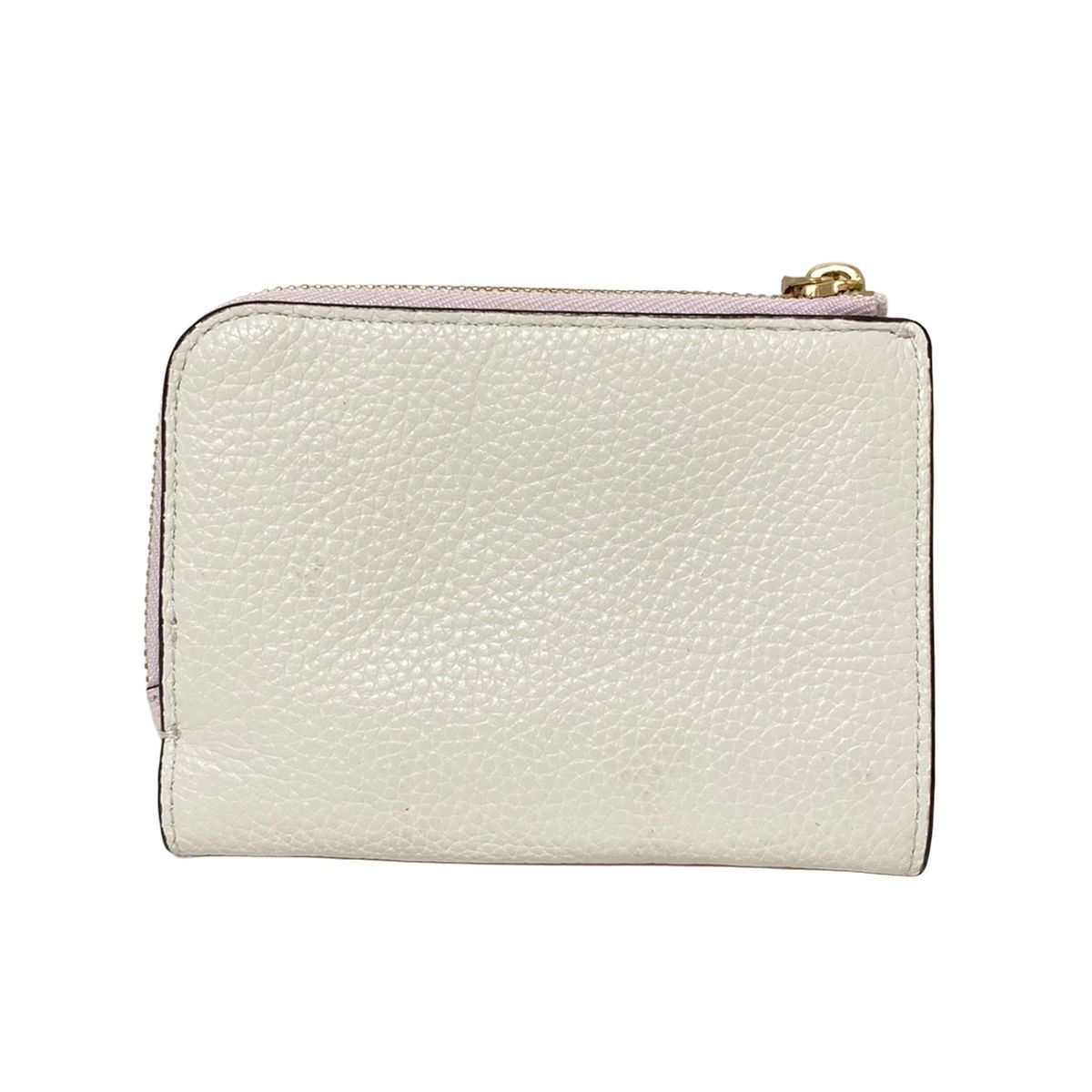 ケイトスペード 2つ折り財布 アヴァ ブロックド ジップ バイフォールド ウォレット KG 217 ライトピンク×白 L字ファスナー レザー