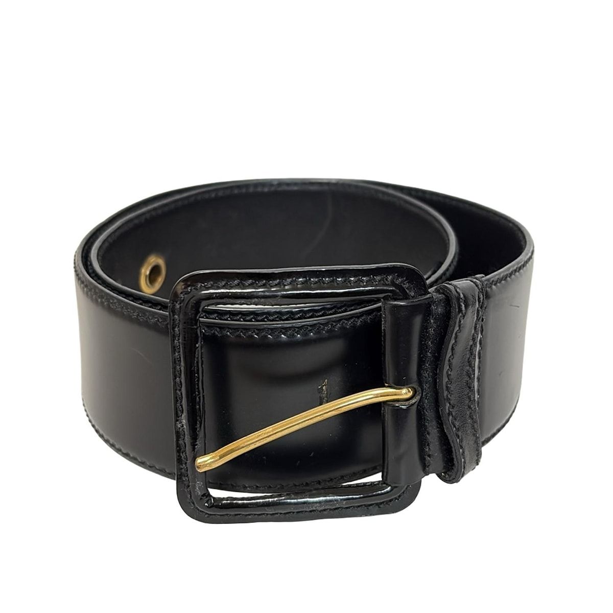 miumiu(ミュウミュウ) ベルト 80/32 - 黒×ゴールド レザー - メルカリ