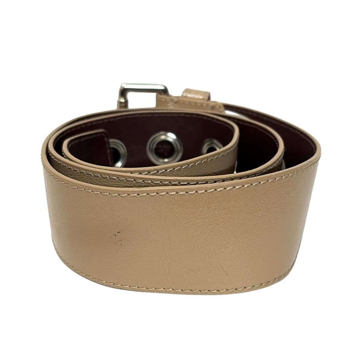 MM 6 エムエムシックス ベルト S - ベージュ×シルバー レザー