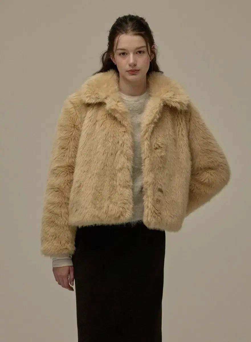 BEMUSE MANSION アルパカ ファージャケット ベージュ