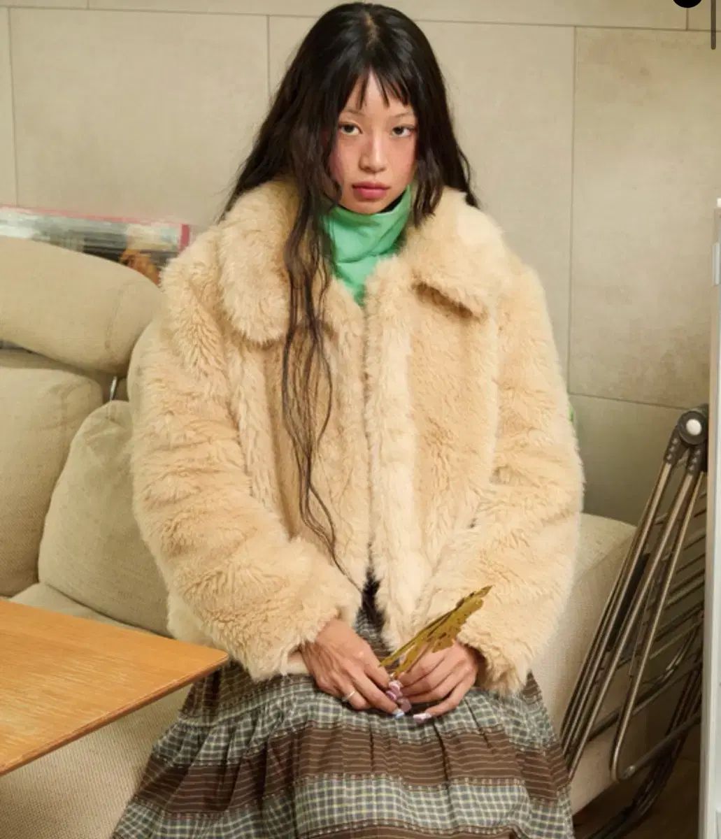 BEMUSE MANSION アルパカ ファージャケット ベージュ