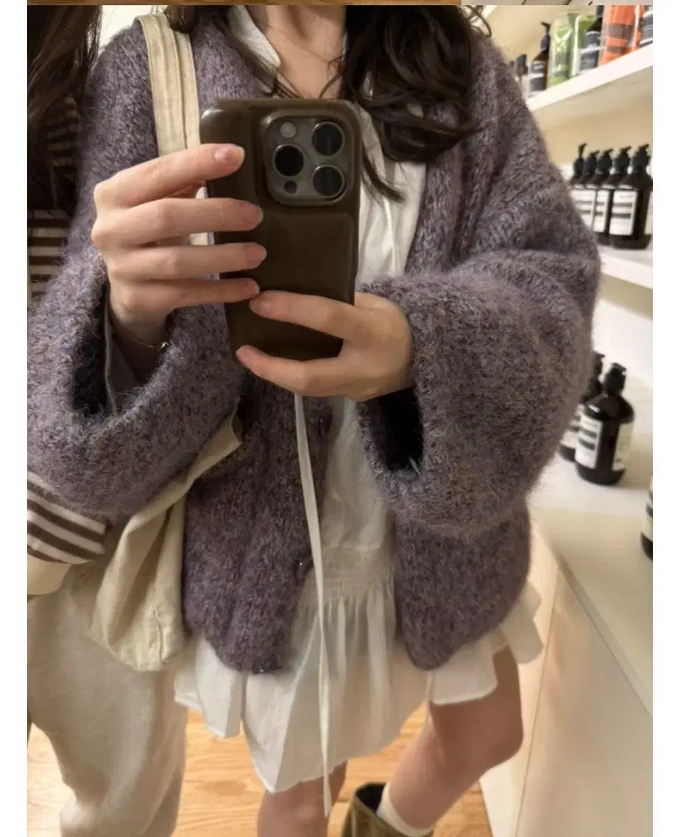 マンス モヘア ヴィンテージ カーディガン PURPLE パープル