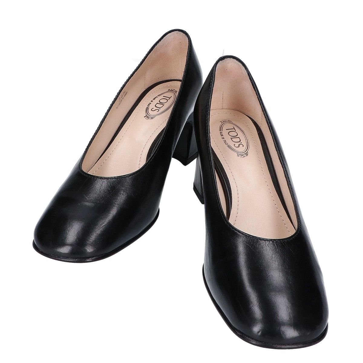 TOD S トッズ レザー チャンキーヒール パンプス 36 1 2