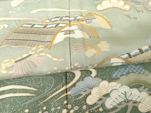 立波人物風景松文 暈し染め