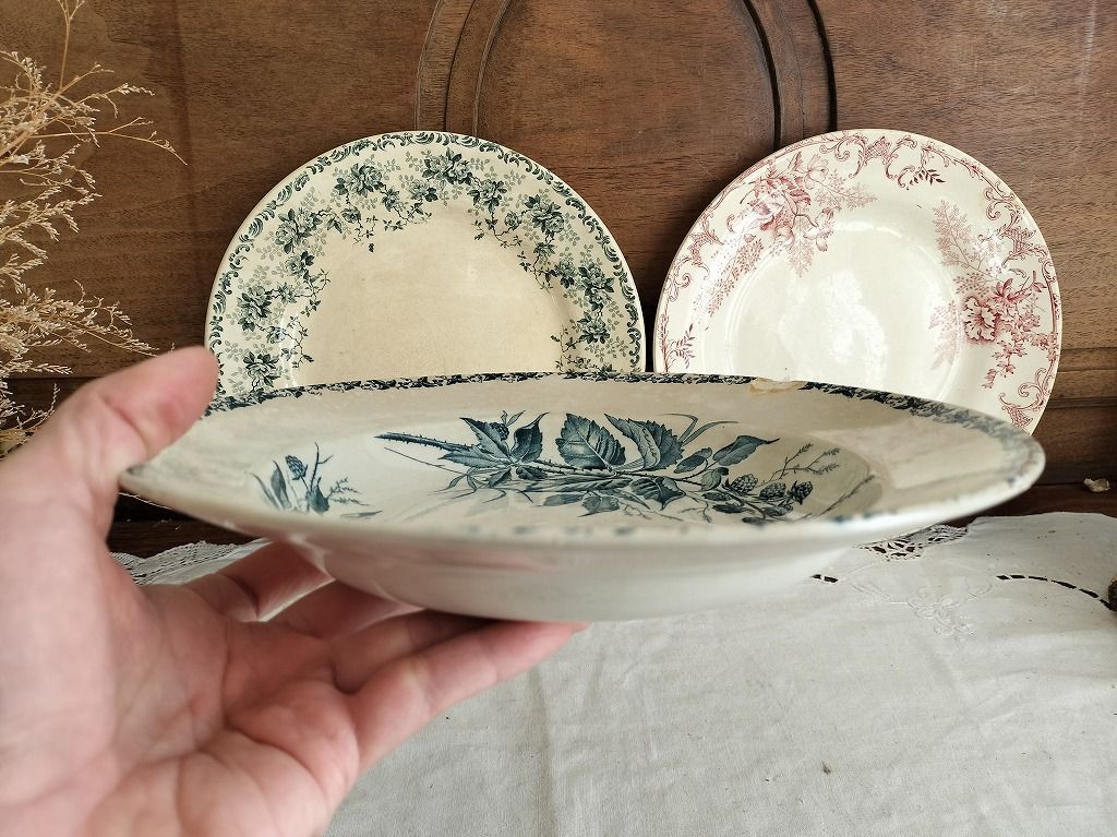 フランス アンティーク 絵つき皿 Choisy Le Roi 皿 3枚セット 1900年