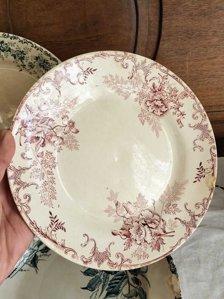 フランス アンティーク 絵つき皿 Choisy Le Roi 皿 3枚セット 1900年