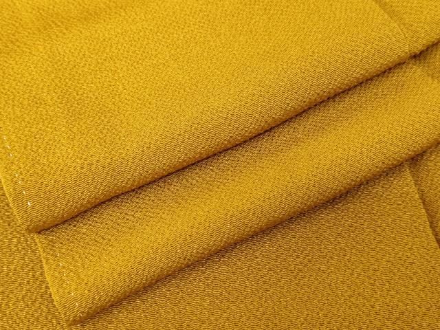 平和屋着物 上質な色無地 山吹色 鬼しぼ縮緬 正絹 cs