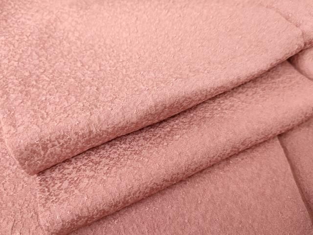 平和屋着物 上質な色無地 紋意匠 桃色 正絹 cs