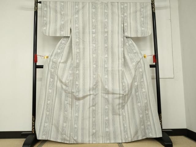 平和屋着物 上質な紬 花唐草間道 正絹 cs