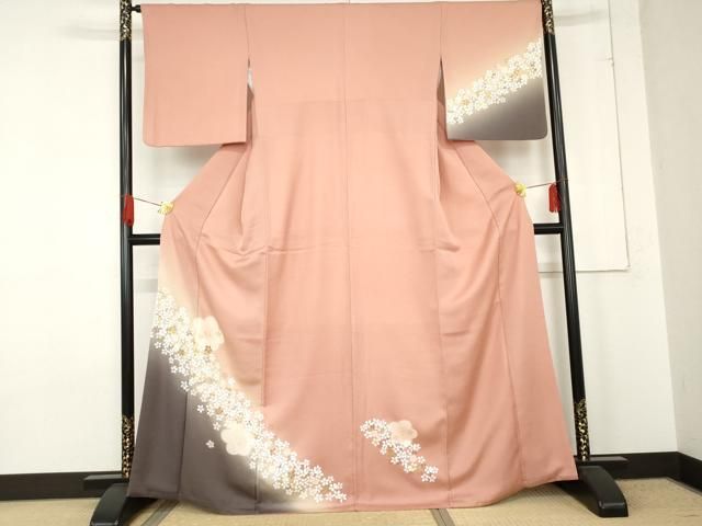 平和屋着物○訪問着 舞花文 暈し染め 金彩 正絹 逸品 AABE5218cs