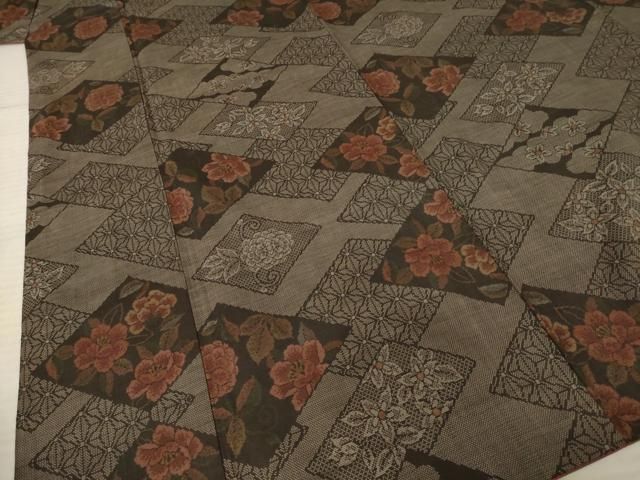  平和屋着物 本場大島紬 カタス9マルキ 花菱文 正絹 ck 紬 着物