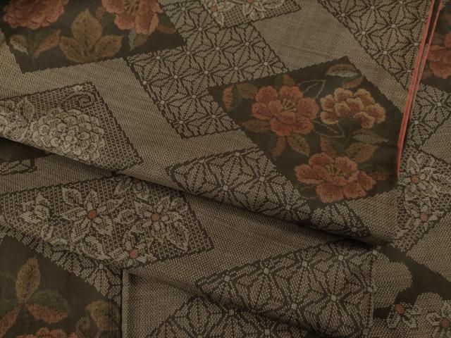 平和屋着物 本場大島紬 カタス9マルキ 花菱文 正絹 ck