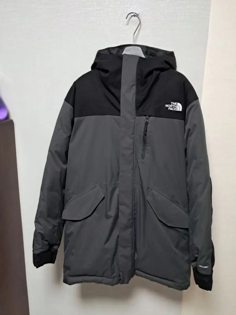 THE NORTH FACE ザノースフェイス フード ダウン ブラック グレー M 100 105 身幅 60