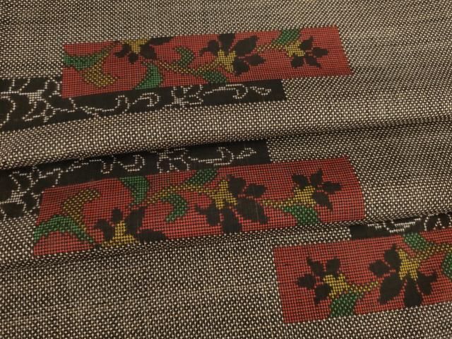 平和屋着物 本場大島紬 一元7マルキ 短冊花文 正絹 ck