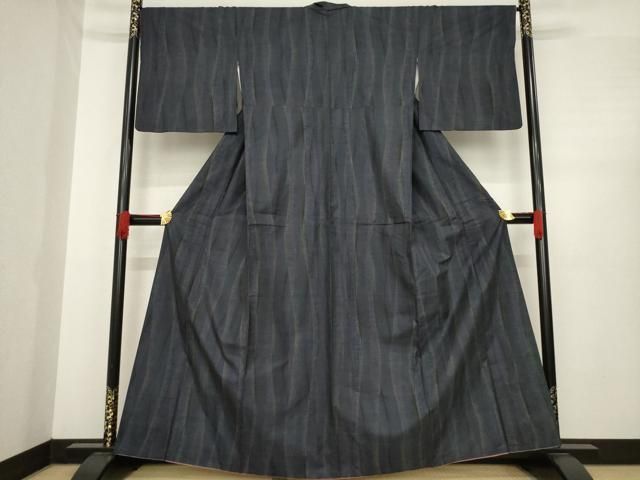 平和屋着物 本場大島紬 カタス7マルキ よろけ縞 正絹 ck