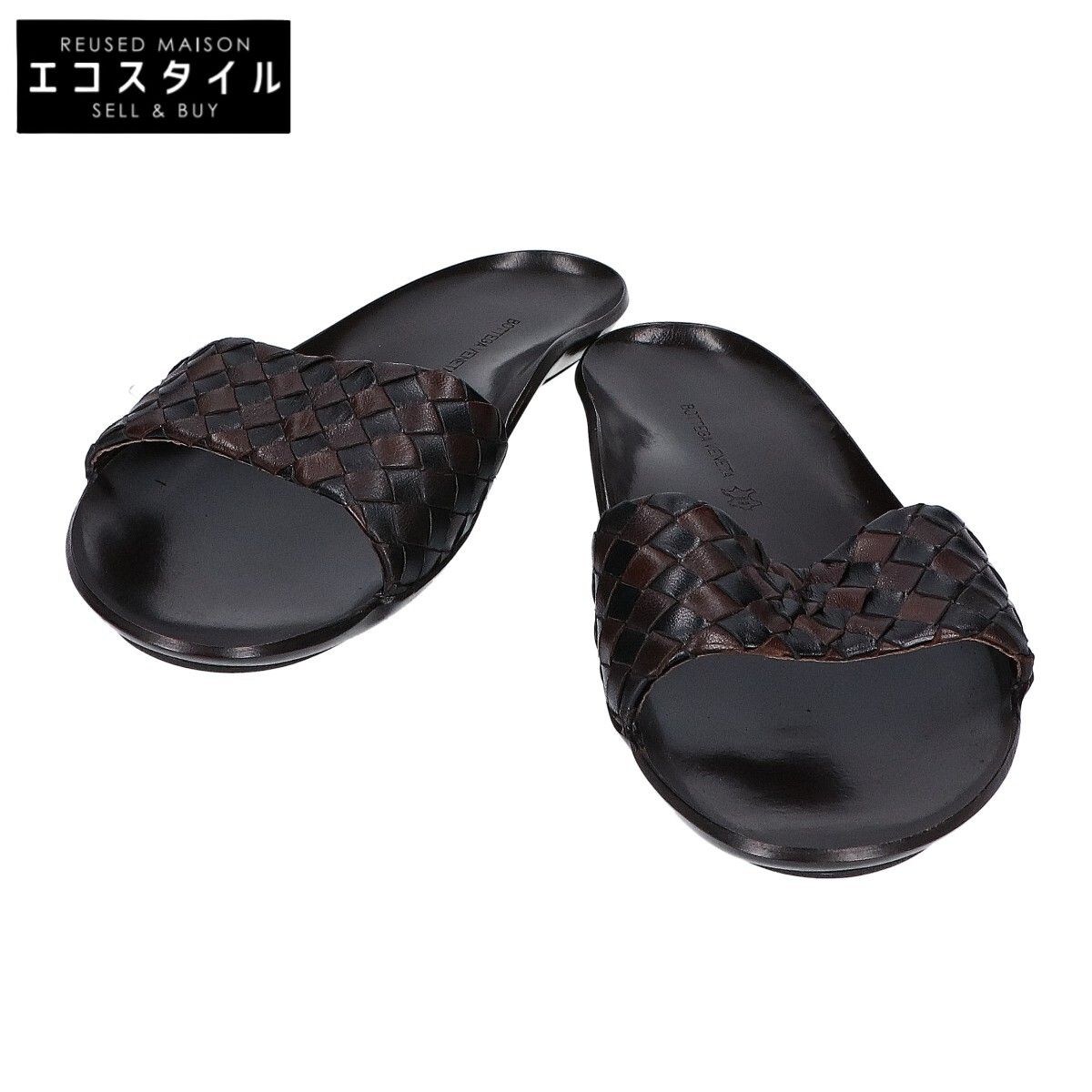 BOTTEGA VENETA ボッテガヴェネタ レザー イントレチャート フラットサンダル 37