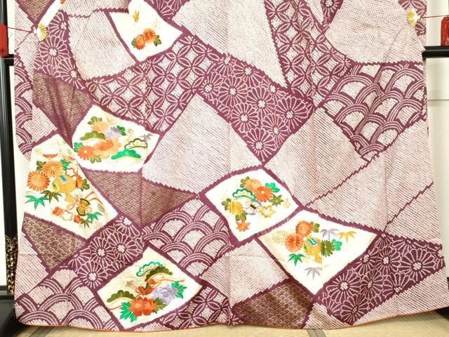  平和屋着物 豪華振袖 駒刺繍 絞り 吉祥花松文 金糸 金彩 正絹 cs 振袖 着物