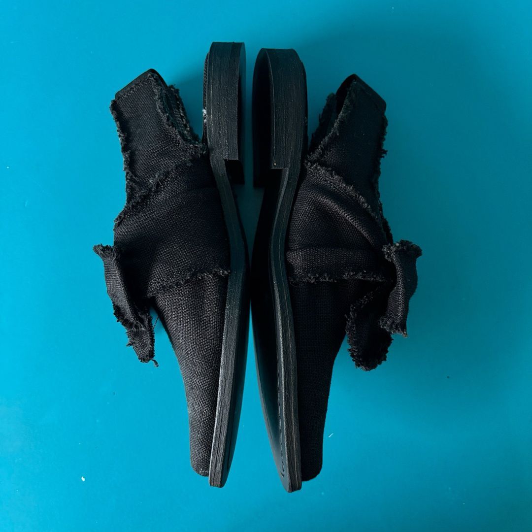  トリココムデギャルソン リボンシューズ キャンバス ブラック 22 cm 黒 ミュール サンダル ミュール