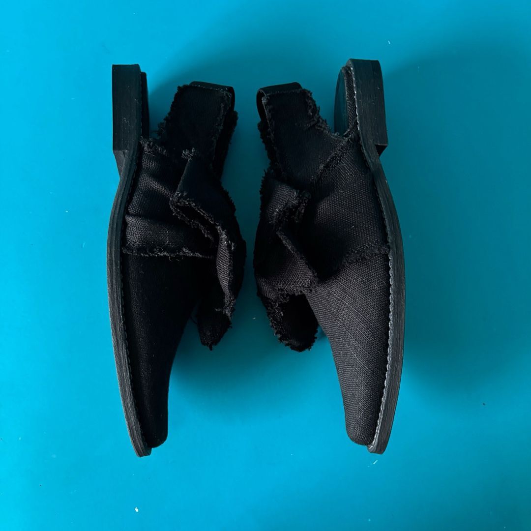 トリココムデギャルソン リボンシューズ キャンバス ブラック 22cm 黒