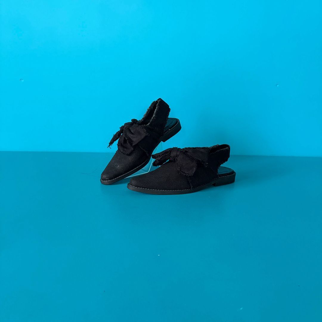 トリココムデギャルソン リボンシューズ キャンバス ブラック 22cm 黒