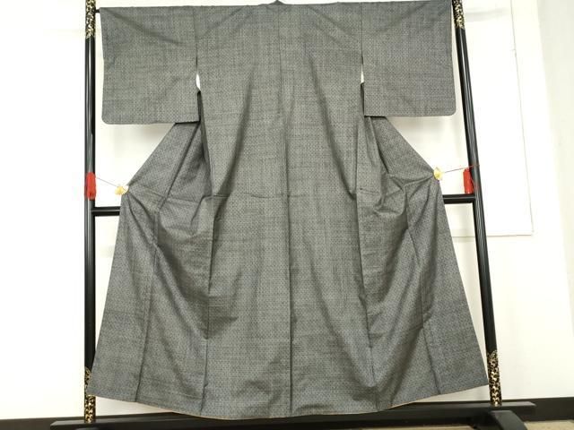 平和屋着物 本場大島紬 一元7マルキ あられ 黒地 正絹 cs