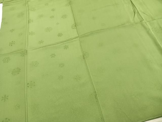  平和屋着物 上質な色無地 雪花地紋 苗色 正絹 fy 色無地 着物