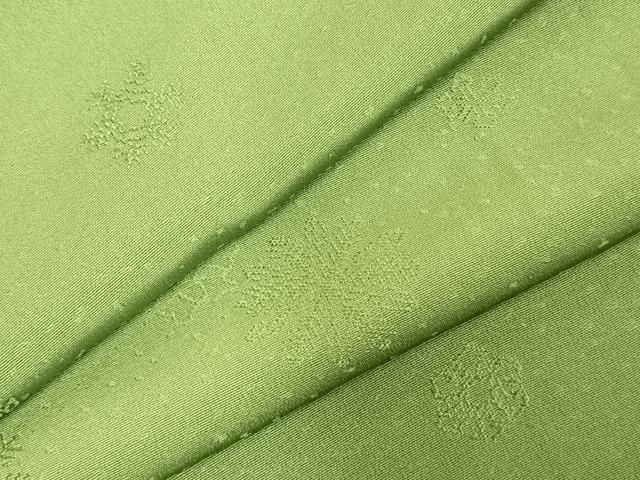 平和屋着物 上質な色無地 雪花地紋 苗色 正絹 fy