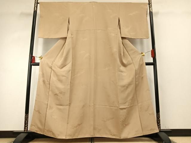 平和屋着物 上質な色無地 風景地紋 浅黄色 正絹 fy