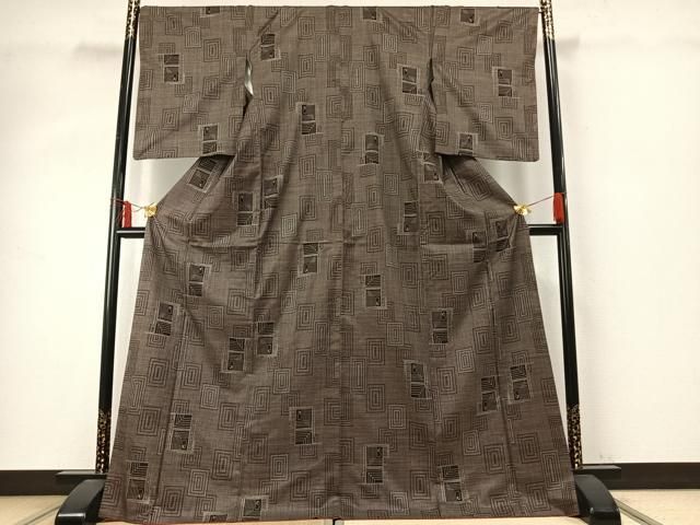 平和屋着物 本場大島紬 一元7マルキ 色紙重ね文 正絹 fy