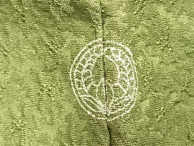  平和屋着物 上質な色無地 ふくれ織 花尽くし地紋 苗色 正絹 fy 色無地 着物