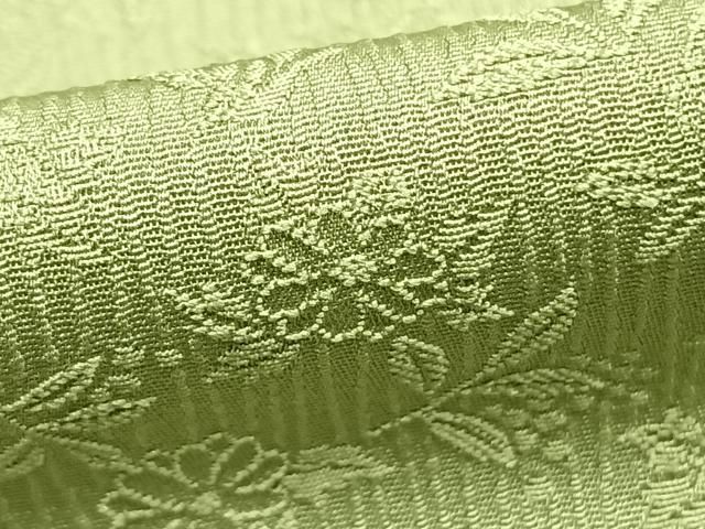  平和屋着物 上質な色無地 草花地紋 若菜色 ロング丈 正絹 fy 色無地 着物