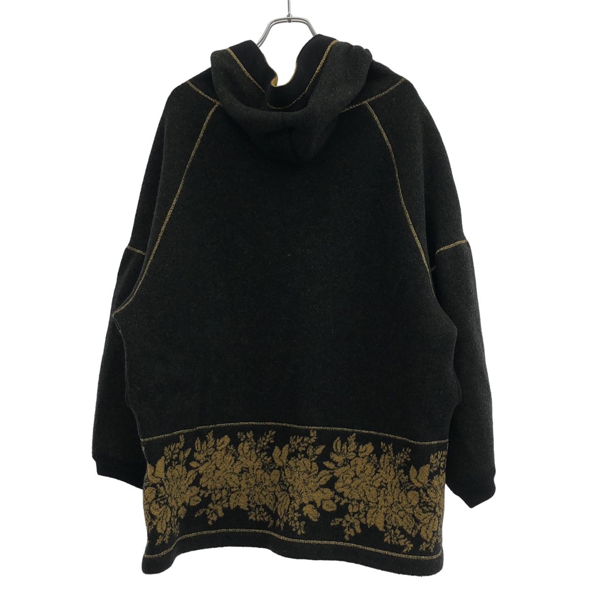 KENZO ケンゾー ジャガードオーバーサイズニットパーカー チャコールグレー S