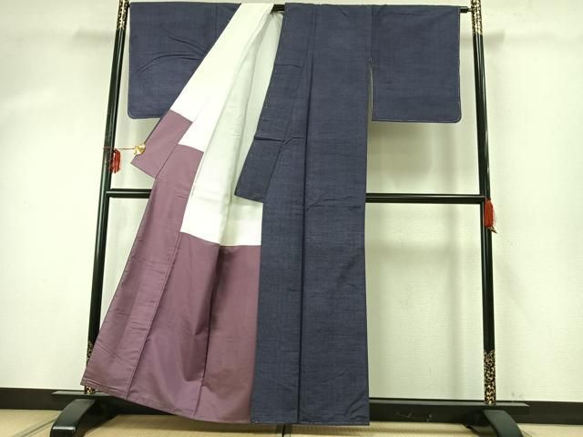  平和屋着物 上質な紬 色無地 濃鼠色 正絹 fy 紬 着物