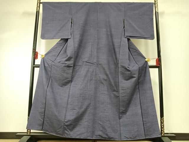 平和屋着物 上質な紬 色無地 濃鼠色 正絹 fy