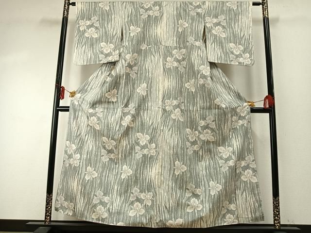 平和屋着物 本場大島紬 白大島 一元7マルキ 舞花文 正絹 fy