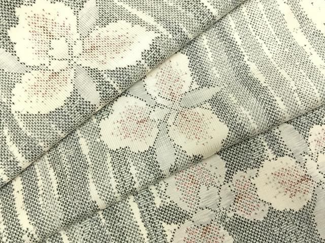 平和屋着物 本場大島紬 白大島 一元7マルキ 舞花文 正絹 fy