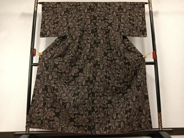 平和屋着物 本場大島紬 一元7マルキ 舞花文 正絹 fy