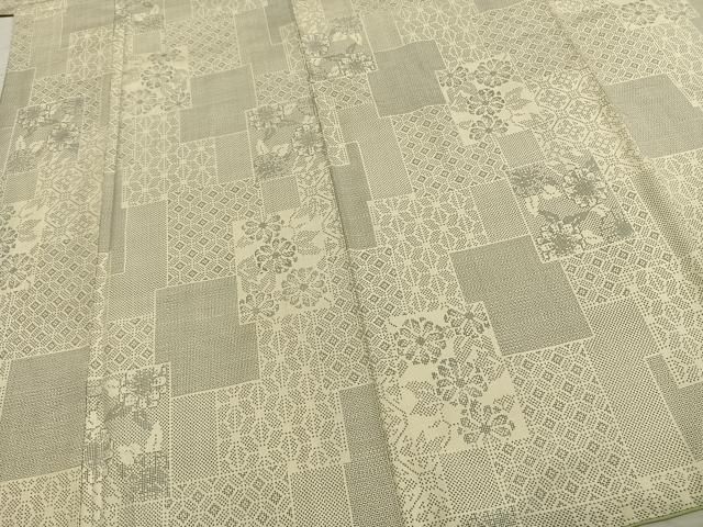  平和屋着物 本場大島紬 白大島 カタス7マルキ 120亀甲 色紙重ね文 正絹 fy 紬 着物