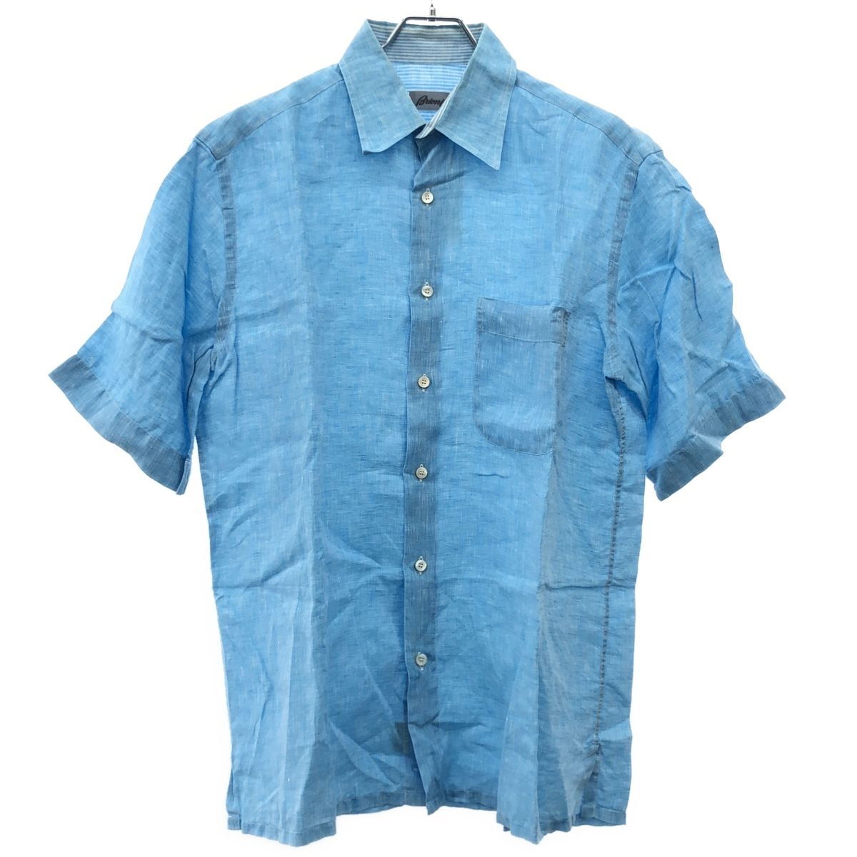 Brioni ブリオーニ ショートスリーブリネンシャツ ブルー M
