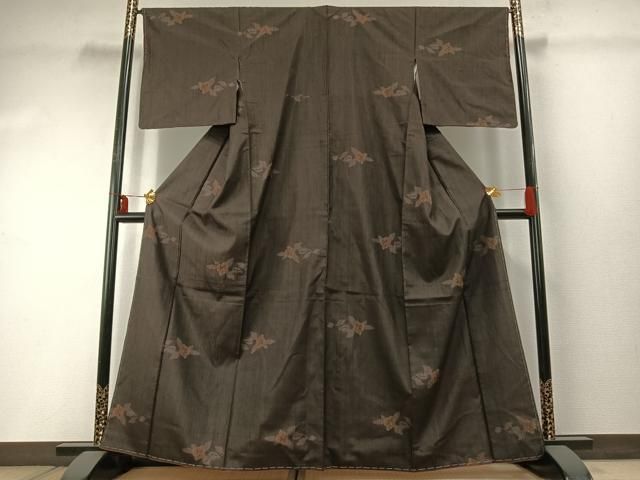 平和屋着物 上質な紬 草花文 正絹 fy