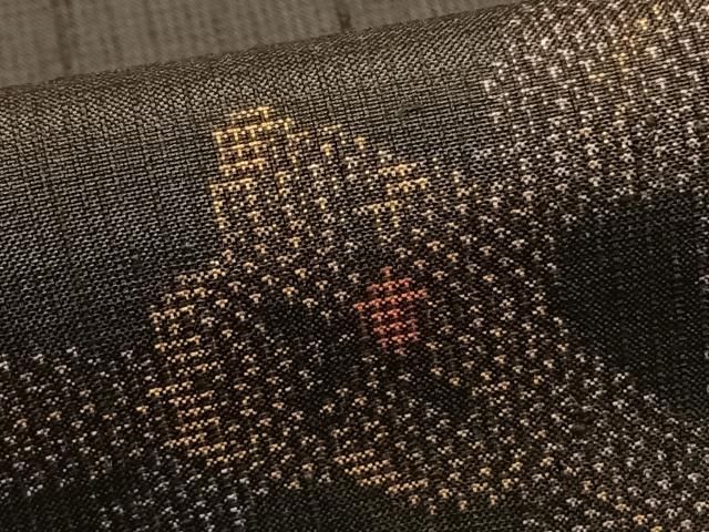  平和屋着物 上質な紬 草花文 正絹 fy 紬 着物