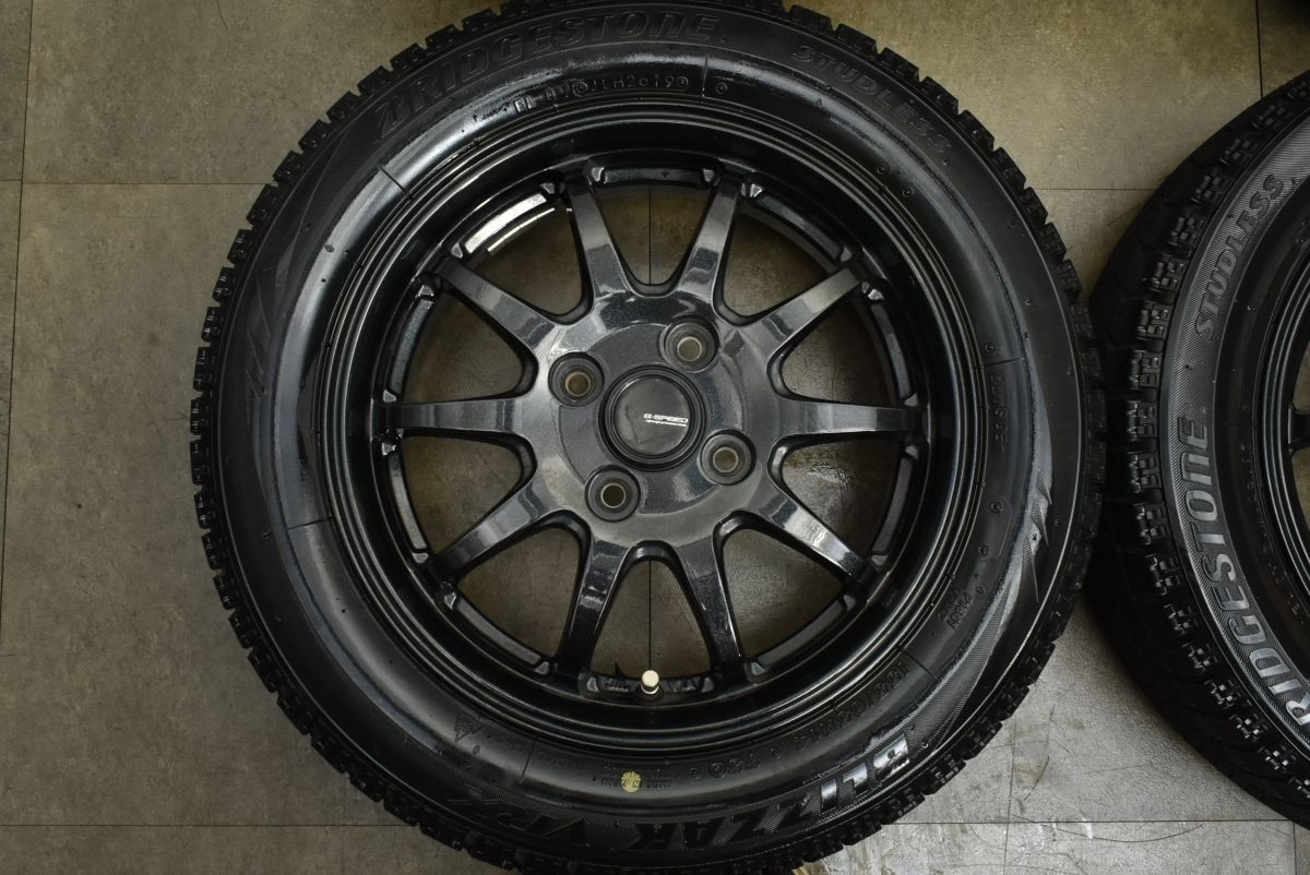  程度良好品 Gスピード 14 in 4 5 J 45 PCD 100 ブリヂストン ブリザック VRX 155 65 R N BOX WGN デイズ スペーシア ムーブ タント 14インチ タイヤ ホイールセット
