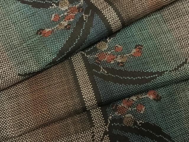 平和屋着物 本場大島紬 カタス9マルキ 色紙草花文 正絹 fy