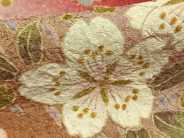 平和屋着物○豪華振袖 絞り 草花文 暈し染め 金通し地 正絹