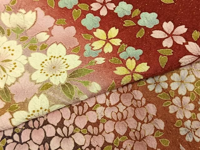 平和屋着物●豪華振袖　絞り　草花文　暈し染め　金通し地　正絹　逸品　AABE5413fy 平和屋着物○豪華振袖 絞り 草花文 暈し染め 金通し地 正絹