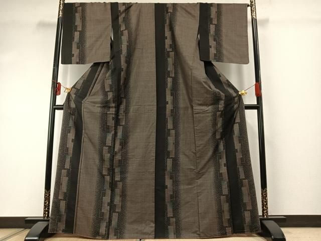 平和屋着物 本場大島紬 カタス9マルキ 色紙重ね間道 やまと誂製 正絹 fy